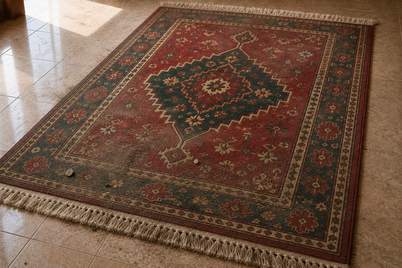 Tapis en laine avant nettoyage